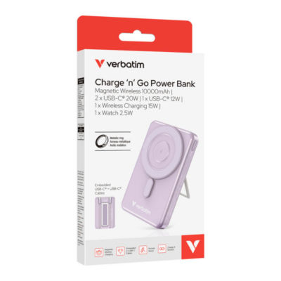 Verbatim 5-in-1 Charge ‘n’ Go 10000mAh Magnetic Wireless Power Bank 3