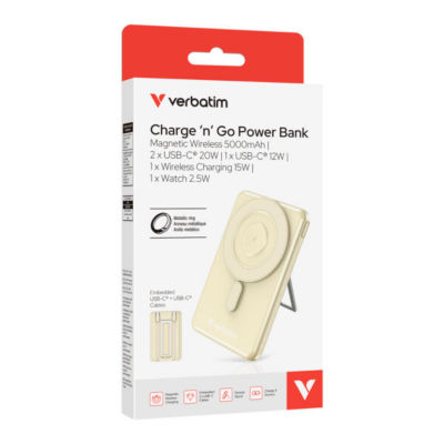 Verbatim 5-in-1 Charge ‘n’ Go 5000mAh Magnetic Wireless Power Bank 3