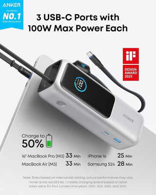 Buy Anker 25000mAh 165W with Dual Built-In and Retractable USB-C