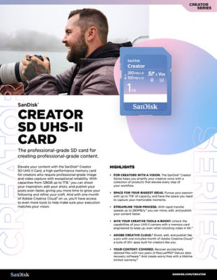 SanDisk Creator Series | Creator SD UHS-II Card 280MB/s 3