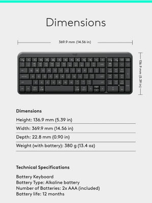 Logitech K250 Compact Bluetooth® Wireless Keyboard 6