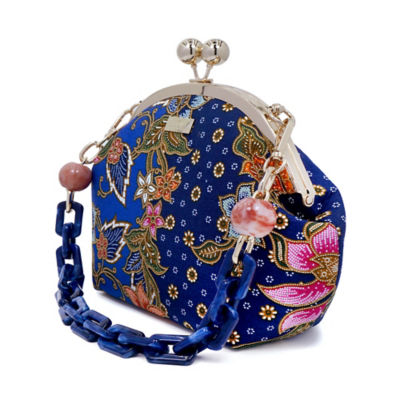 COCOONESE Acrylic Chain Handle Clasp Sling Bag - Epiphyllum (BLUE) 3