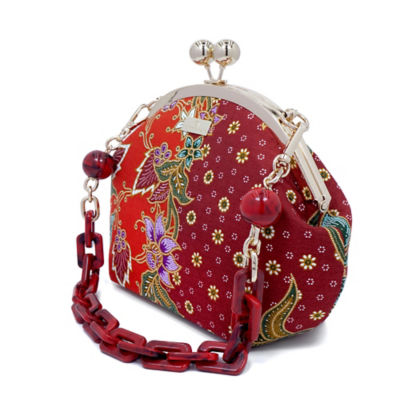 COCOONESE Acrylic Chain Handle Clasp Sling Bag - Epiphyllum (RED) 7
