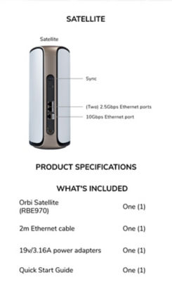 NETGEAR Orbi 970 (RBE970) WiFi 7 Mesh Add-on Satellite 7