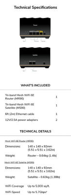 NETGEAR Nighthawk Tri-Band WiFi 6E Mesh System (MK92), 5.7Gbps, Router + 1 Satellite 5