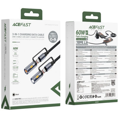 Acefast [BUY 1 FREE 1] Acefast J4 60W USB-C Charging & Data Cable – LED Flashlight & Lighter Adapter 5