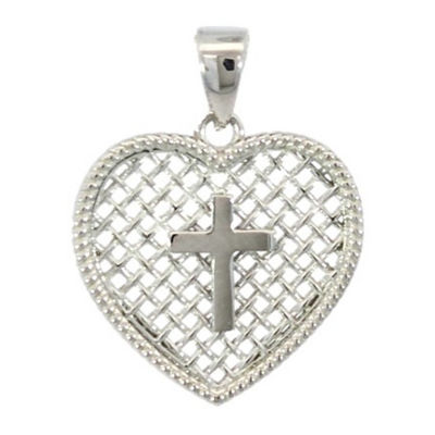 Goldheart Arden White Gold Heart Cross Pendant 1