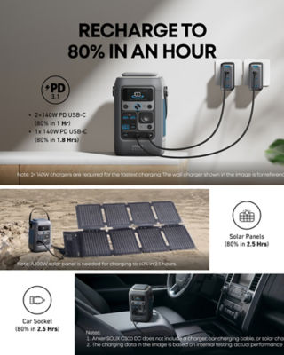 Anker SOLIX C300 DC Portable Power Station - 288Wh | 300W 6