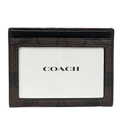 COACH Unisex Slim Id Card Case In Signature Canvas Walnut/Black CZ286 3