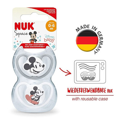 NUK Space Disney Mickey Mouse Silicone Soother Pacifier 2pcs/box (0-6M) 7