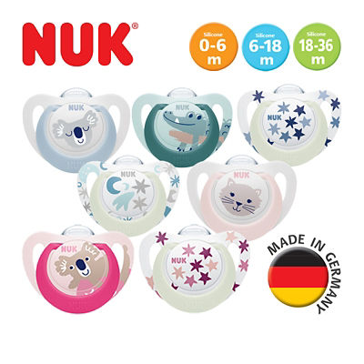 NUK Star Day & Night Silicone Soother Pacifier 2pcs/box (18-36M) 2