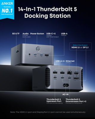 Anker Prime TB5 Docking Station 14-in-1 Charger Thunderbolt 5 Dock with Dual 8K Display A83B5 2