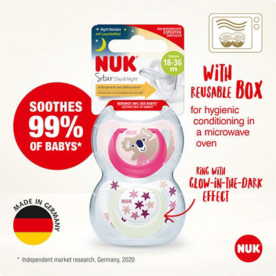 NUK Star Day & Night Silicone Soother Pacifier 2pcs/box (6-18M) 10