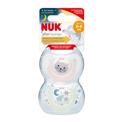 NUK Star Day & Night Silicone Soother Pacifier 2pcs/box (6-18M) 17
