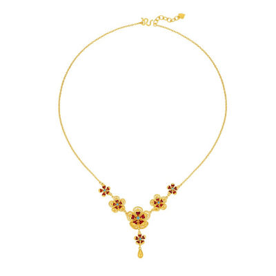Goldheart 999 Gold Gilded Camellia Necklace 1