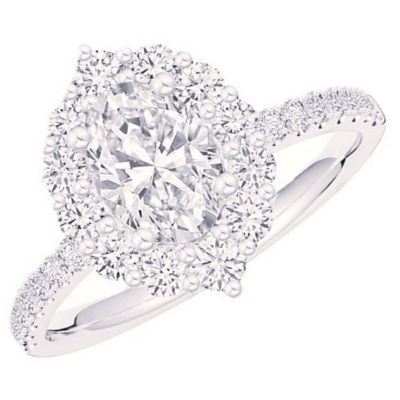 Goldheart Star Promise Lab-Grown Diamond Oval Cut White Gold Halo Ring 1