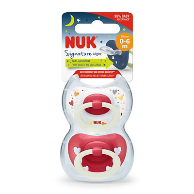 NUK Signature Night Silicone Soother Pacifier 2pcs/box (0-6M) 2