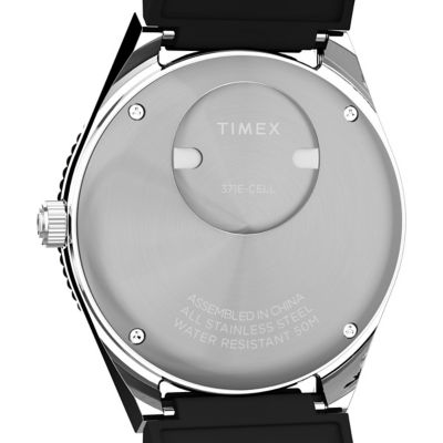 Timex Q Timex® GMT 38mm Synthetic Rubber Strap Watch - Black/Green (TW2W57500) 4