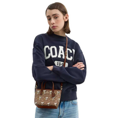 COACH Coach X Peanuts City Mini Tote Bag In Signature Canvas With Snoopy Print Tan/Brown Multi CBS83 5
