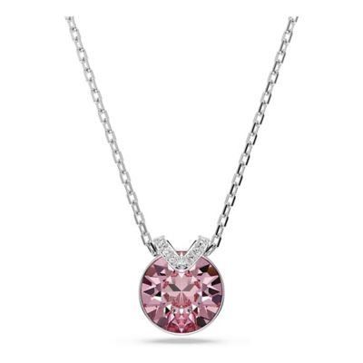 SWAROVSKI Bella V 链坠, 圆形切割, 粉红色, 镀铑 1