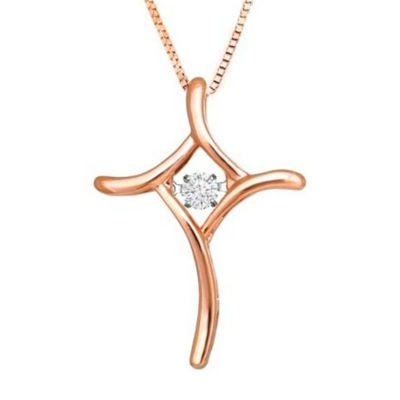 Goldheart Dazzlo Diamond Rose Gold Cross Pendant 1