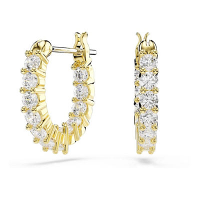 SWAROVSKI Matrix Vittore 大圈耳环, 圆形切割, 白色, 镀金色调 1