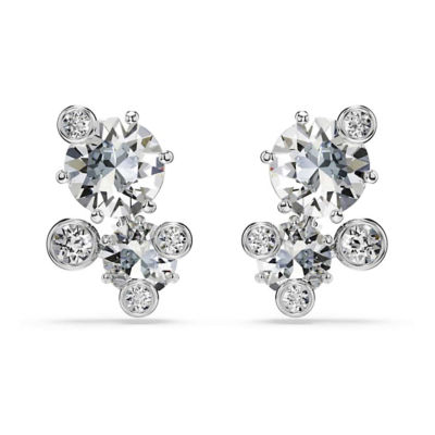 SWAROVSKI Constella Stud Earrings, Round Cut, White, Rhodium Plated 1