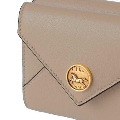 CHLOE Small Envelope Trifold Wallet In Grained Leather Motty Grey CHC25SP543O9323W 5