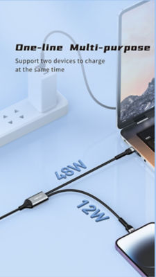 Recci 2-in-1 USB C to USB C and Lightning Cable PD 65W Max Fast Charging 1M Cable RTC-T16 5
