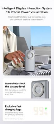 Recci 3C Power Bank 20000mAh PD 65W Retractable USB C Cable RPB-P72 12