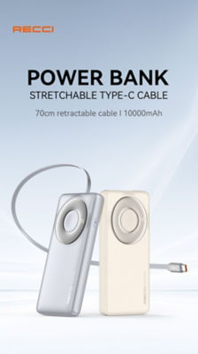 Recci 10000mAh 22.5W USB-C Retractable Cable 3C Power Bank RPB-P58 4