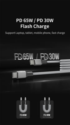 Recci USB C to C Cable PD 65W Spring Coil Cable RS25CC 7