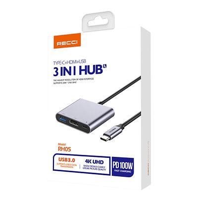Recci 3-in-1 USB C Adapter Hub RH05 7