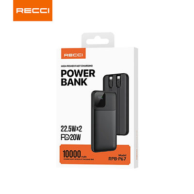 Recci 10000mAh 22.5W with Dual UBS-C & Lightning Cable 3C Power Bank RPB-P67 7