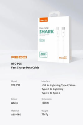 Recci USB C to Lightning PD 30W Cable RTC-P05CL 7