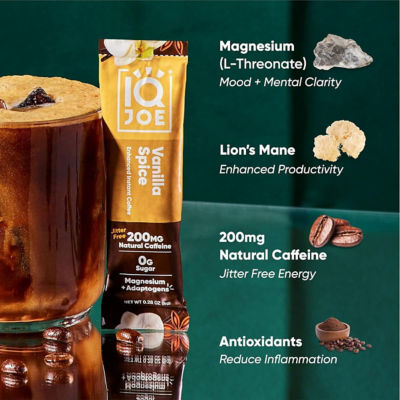 IQBar IQJoe Instant Coffee Packets With Adaptogens - Vanilla Spice 40 Sticks 5