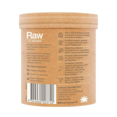 Amazonia Raw Real Food Nutrients Organic Greens Powder Vanilla Mint 100g 3