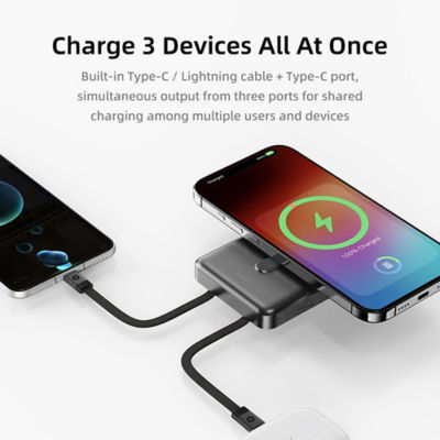 ROCK P50 5in1 PD20W Magnetic Holder Power Bank with Cables (10000mAh) 9