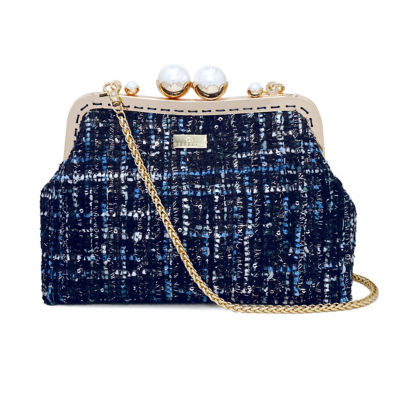 COCOONESE Acrylic Chain Tweed Shoulder Bag (Blue) 2