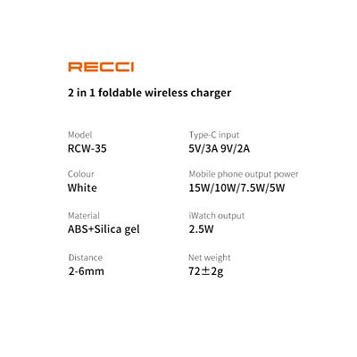 Recci 2-in-1 Foldable Magnetic Wireless Charger RCW-35 8