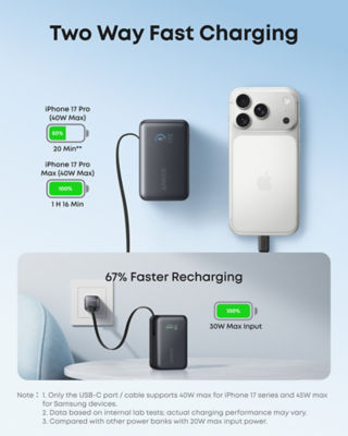 Anker Nano CCC Power Bank 10000mAh 45W with Built-In Retractable USB-C Cable A1638 7