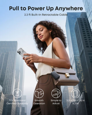Anker Nano CCC Power Bank 10000mAh 45W with Built-In Retractable USB-C Cable A1638 8