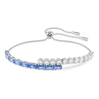 SWAROVSKI Matrix 手链, 混合切割, 蓝色, 镀铑 1