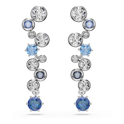 SWAROVSKI Constella 水滴形耳环, 混合切割, 蓝色, 镀铑 1