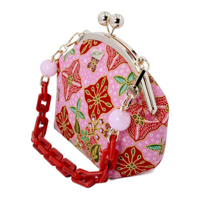 COCOONESE Acrylic Chain Handle Clasp Sling Bag - Jlamprang (Pink) 3