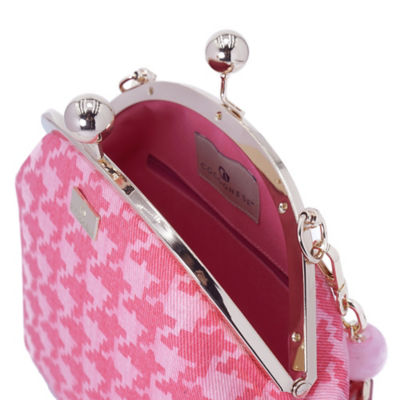 COCOONESE Acrylic Chain Handle Clasp Sling Bag - Houndstooth Check (PINK) 3