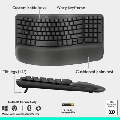 Logitech Wave Keys + Lift Combo – Ergonomic Wireless Keyboard & Mouse 6