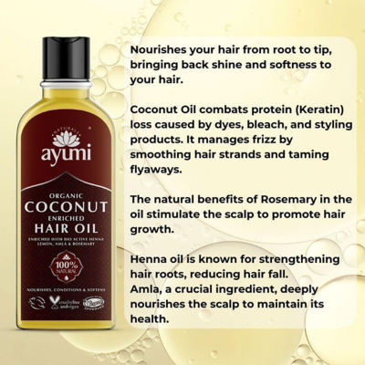 Ayumi Organic Coconut Enriched Hair Oil 150ml 4