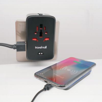 TRAVELMALL 3-in-1 Travel Adaptor with Wireless Charger & 4000mAh Battery 4