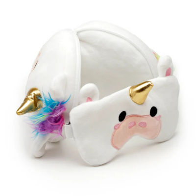 TRAVELMALL 3D Unicorn Plush Travel Pillow & Eye Mask Set 3